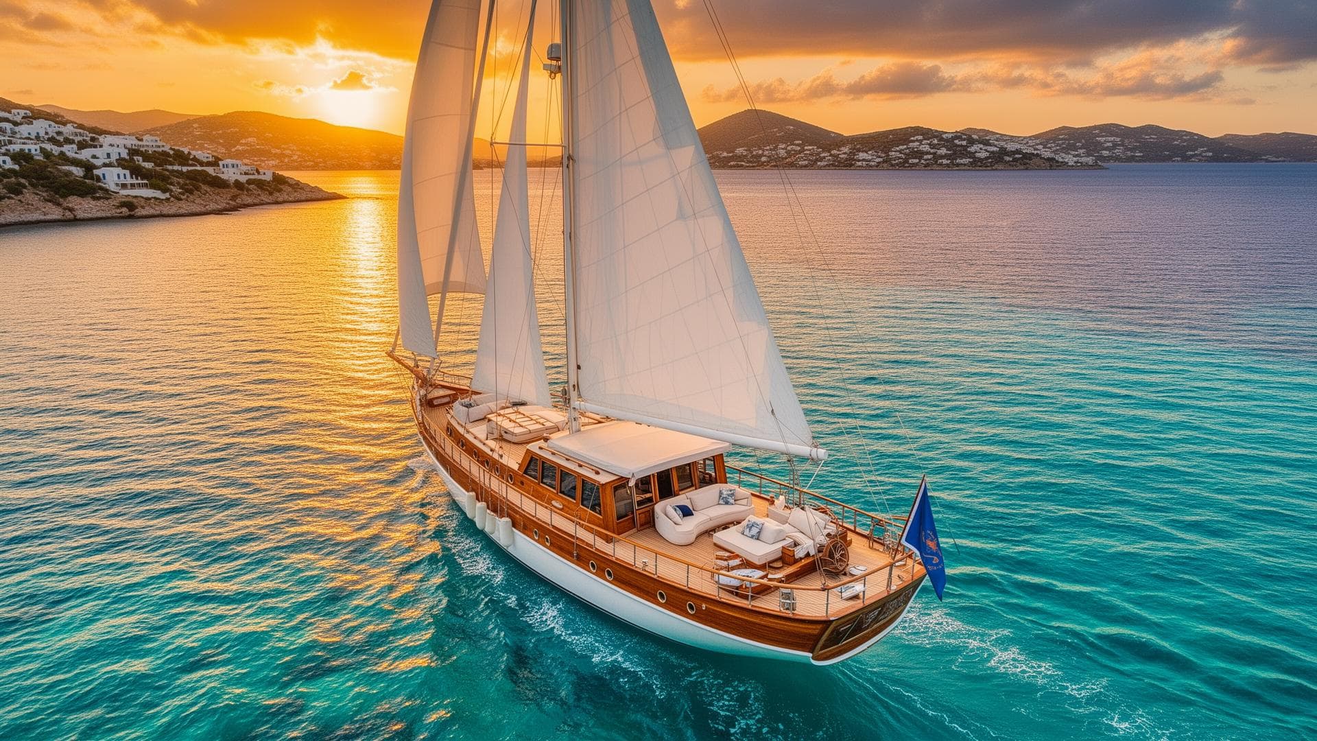 Traditional luxury gulet yacht sailing the Mediterranean