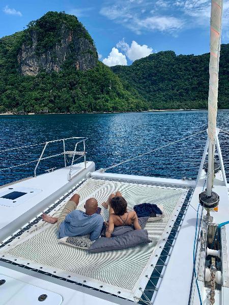 Trampoline Bliss by the Catamaran